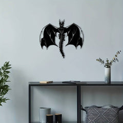 1pc Fantasy Dragon Cast Iron Wall Decor - Medieval Style Decorative Silhouette, Battery-Free Home Accent, Perfect for Man Cave, Game Room, Halloween, and Gifts for Him - The Adventurer's Chest