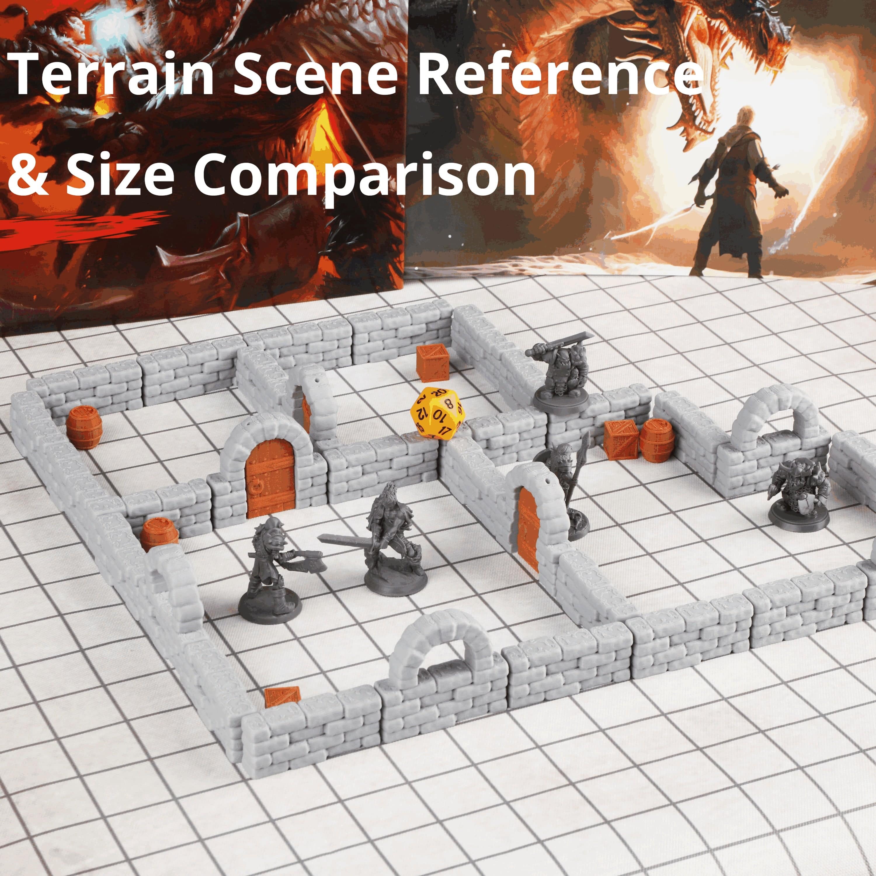 40-Piece Mini Dungeon Wall Terrain Set - 28mm RPG Accessory Kit for D&D and Tabletop Adventures, Ideal Holiday Gift for Game Masters