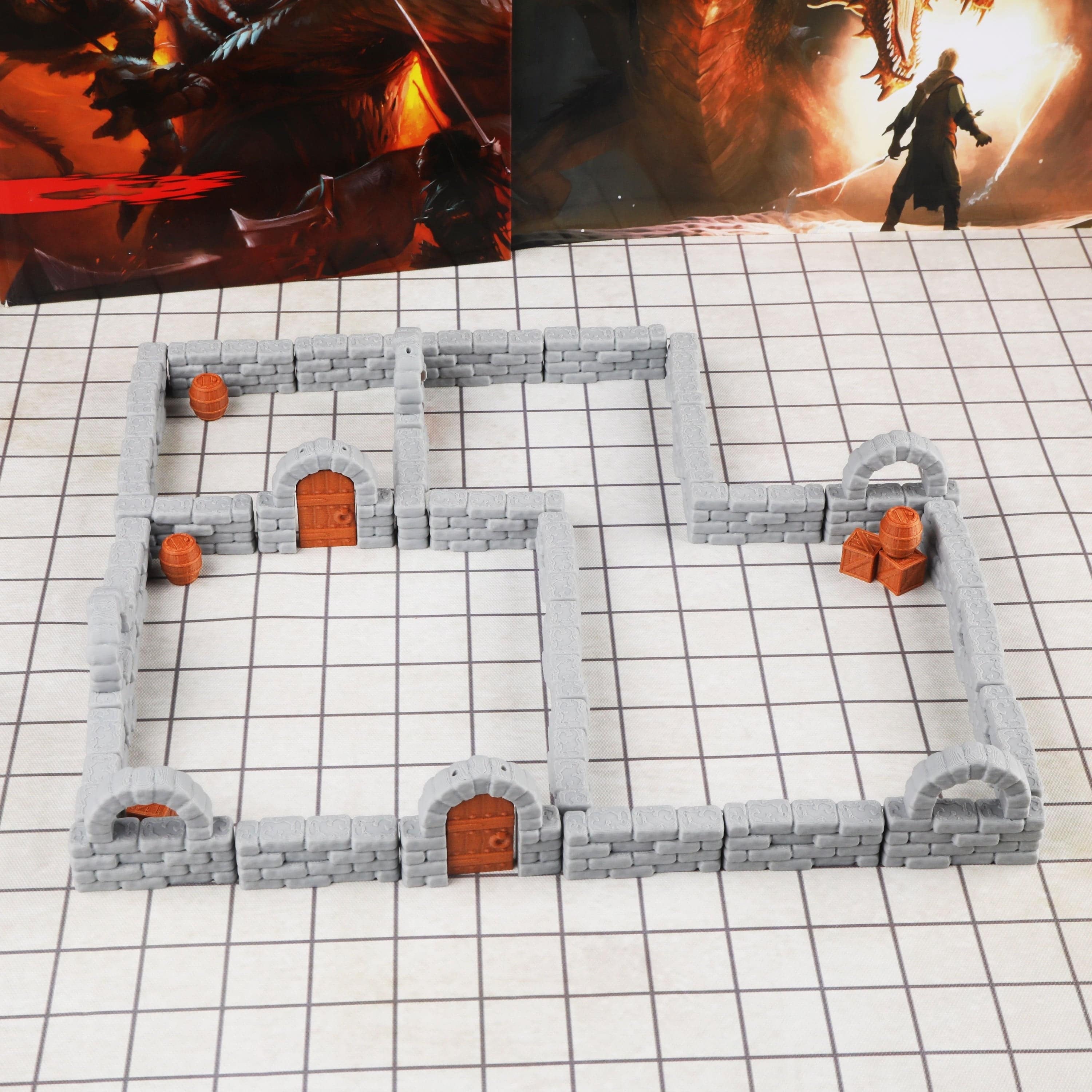 40-Piece Mini Dungeon Wall Terrain Set - 28mm RPG Accessory Kit for D&D and Tabletop Adventures, Ideal Holiday Gift for Game Masters