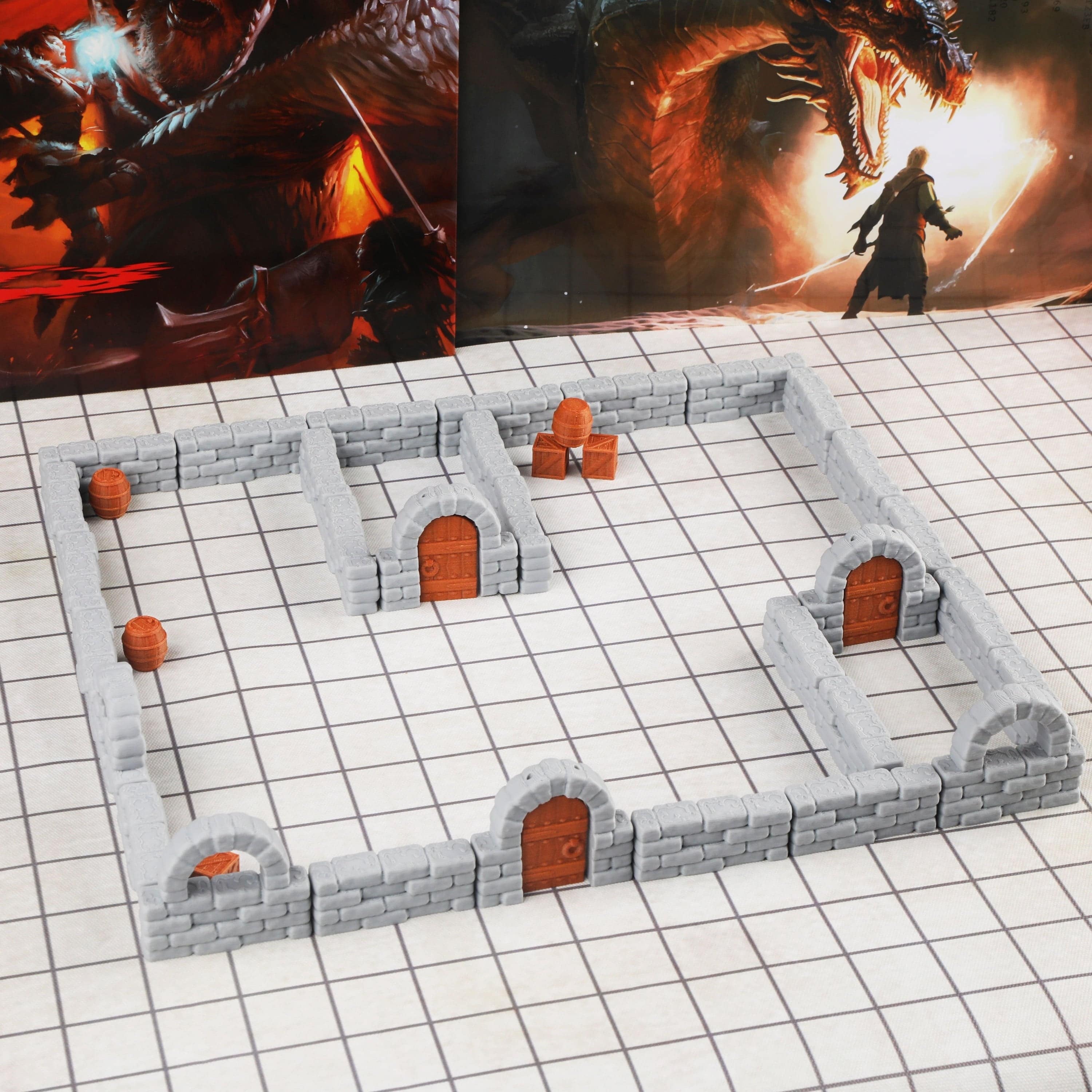 40-Piece Mini Dungeon Wall Terrain Set - 28mm RPG Accessory Kit for D&D and Tabletop Adventures, Ideal Holiday Gift for Game Masters