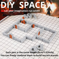 40-Piece Mini Dungeon Wall Terrain Set - 28mm RPG Accessory Kit for D&D and Tabletop Adventures, Ideal Holiday Gift for Game Masters