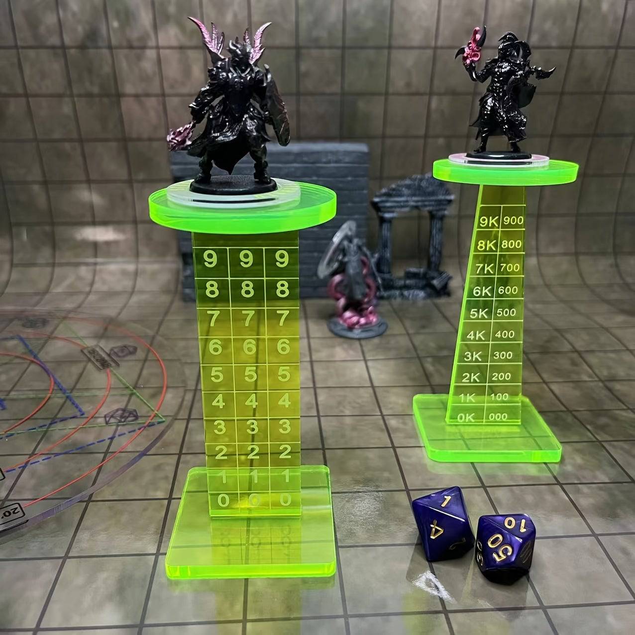 Fluorescent Green DND Flight Stand Set - 2 Height Platforms for Miniatures in Dungeons & Dragons, Warhammer & Tabletop RPGs - Gaming Accessories for Ages 14+ - The Adventurer's Chest