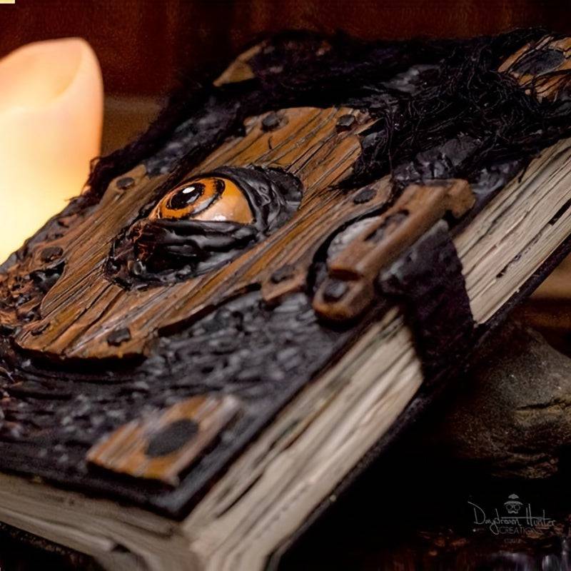 Hauntingly Beautiful Art Deco Cursed Spellbook Figurine | Handcrafted Witchcraft Resin Decor | Eerie Ghostly Halloween Prop with Mysterious Eye | Non-Electric Art Piece for Any Room | Perfect Festive Touch for Christmas - The Adventurer's Chest