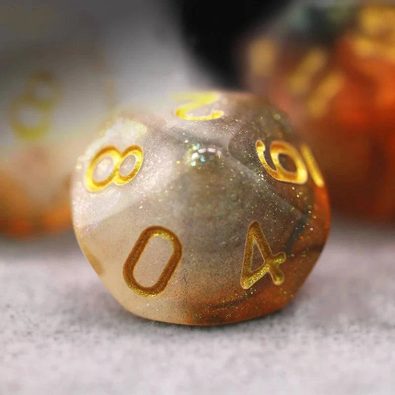 7Pcs/Set Rose Gold and White Nebula Starry Sky Dice D&D COC Dice D4 D6 D8 D10 D% D12 D20 Table Games DND RPG Dice Set - The Adventurer's Chest