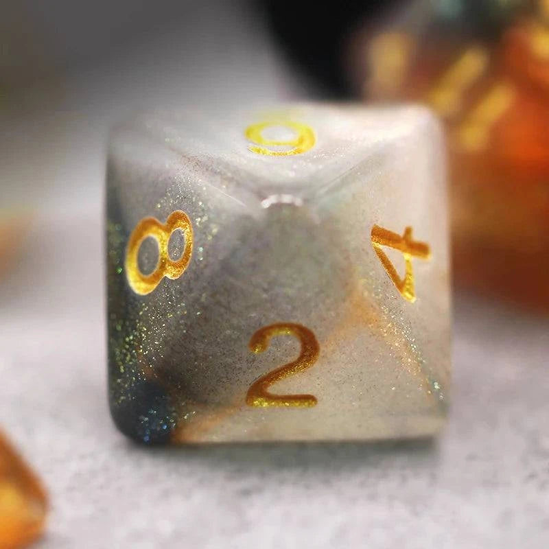 7Pcs/Set Rose Gold and White Nebula Starry Sky Dice D&D COC Dice D4 D6 D8 D10 D% D12 D20 Table Games DND RPG Dice Set - The Adventurer's Chest