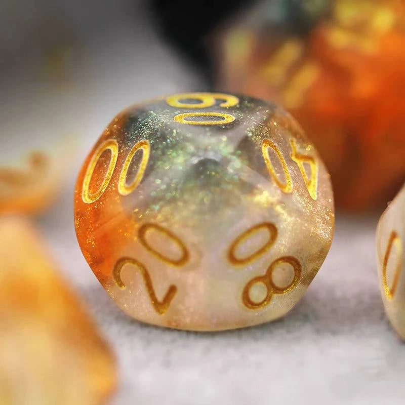 7Pcs/Set Rose Gold and White Nebula Starry Sky Dice D&D COC Dice D4 D6 D8 D10 D% D12 D20 Table Games DND RPG Dice Set - The Adventurer's Chest