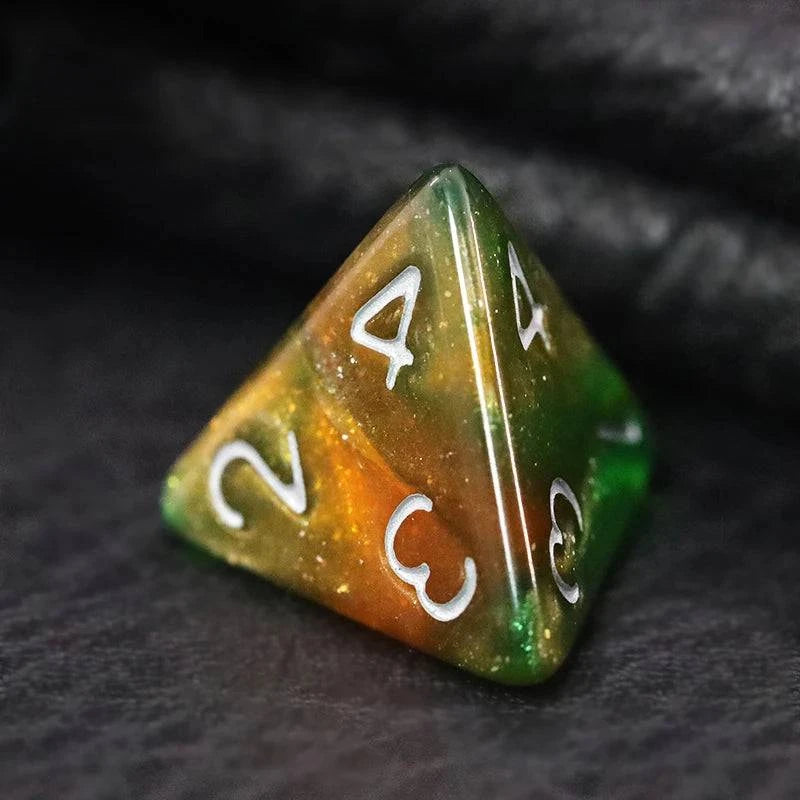 7Pcs/Set Red and Green Starry Sky Dice D&D COC Dice D4 D6 D8 D10 D% D12 D20 Table Games DND RPG Dice Set - The Adventurer's Chest