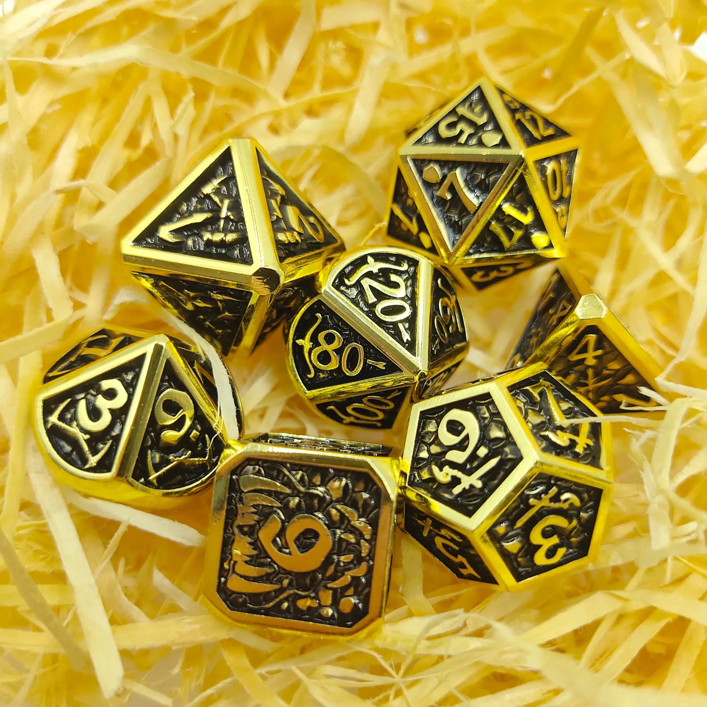 DND Metal Dice Set, D & D Polyhedral, Gift for DND TRPG, Role Playing Board Games, Math Teaching with Velvet Pouch, 7 Pcs - The Adventurer's Chest