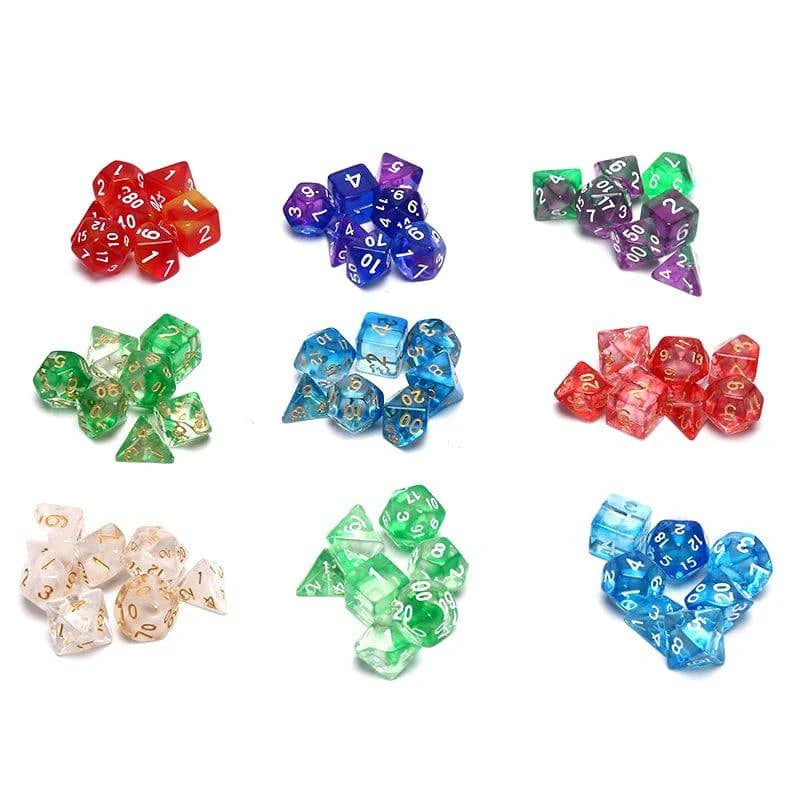 1set Double-colors Polyhedral Dice Complete Set of D20 D12 D10 D% D8 D6 D4 for TRPG/DND Dice Games - The Adventurer's Chest