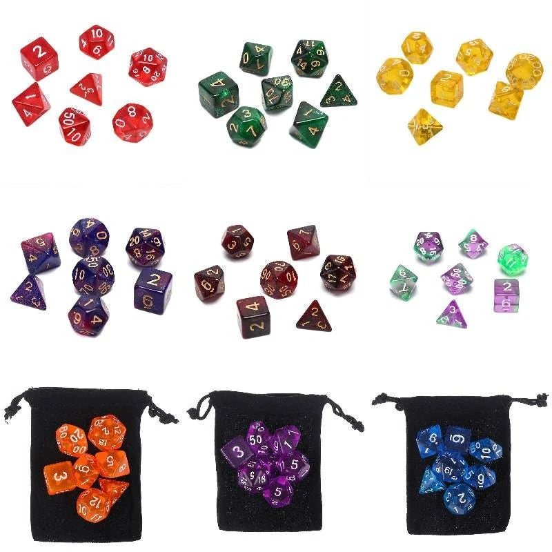 1set Double-colors Polyhedral Dice Complete Set of D20 D12 D10 D% D8 D6 D4 for TRPG/DND Dice Games - The Adventurer's Chest