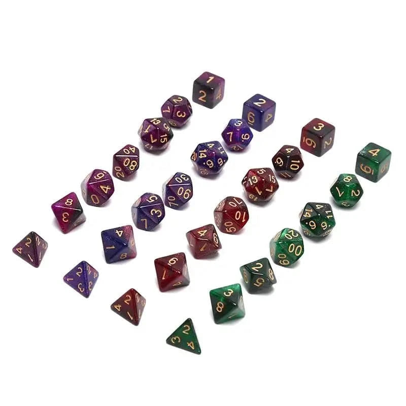 1set Double-colors Polyhedral Dice Complete Set of D20 D12 D10 D% D8 D6 D4 for TRPG/DND Dice Games - The Adventurer's Chest