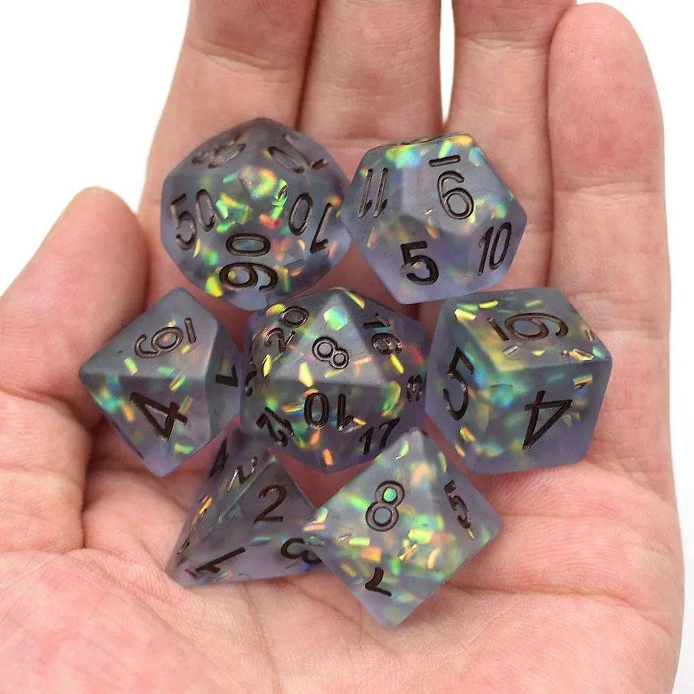 Cusdie Frosted Resin Dice Set 7Pcs Polyhedral Games Dice D4 D6 D8 D10 D% D12 D20 D&D Dice Set for Role Playing Game RPG - The Adventurer's Chest