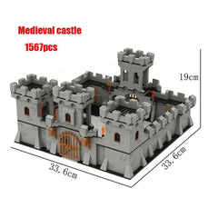 MOC Medieval Castle Knights and Warriors Building Blocks Set for Kids - Roman City Wall, Gate, and Stables Model