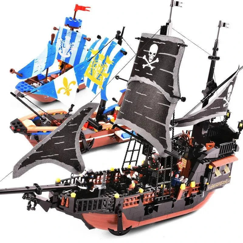 Knights and Pirates: Medieval Castle Building Blocks with Crusaders and Warrior Figures