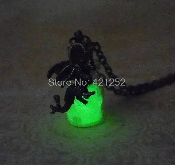 12-Piece Glow-in-the-Dark Dragon Charm Pendant Necklace Set in Bronze Fantasy Jewelry - The Adventurer's Chest