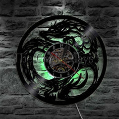 Illuminated Dragon Vinyl Record Wall Art with LED Clock and Remote Control