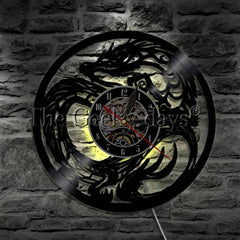 Illuminated Dragon Vinyl Record Wall Art with LED Clock and Remote Control