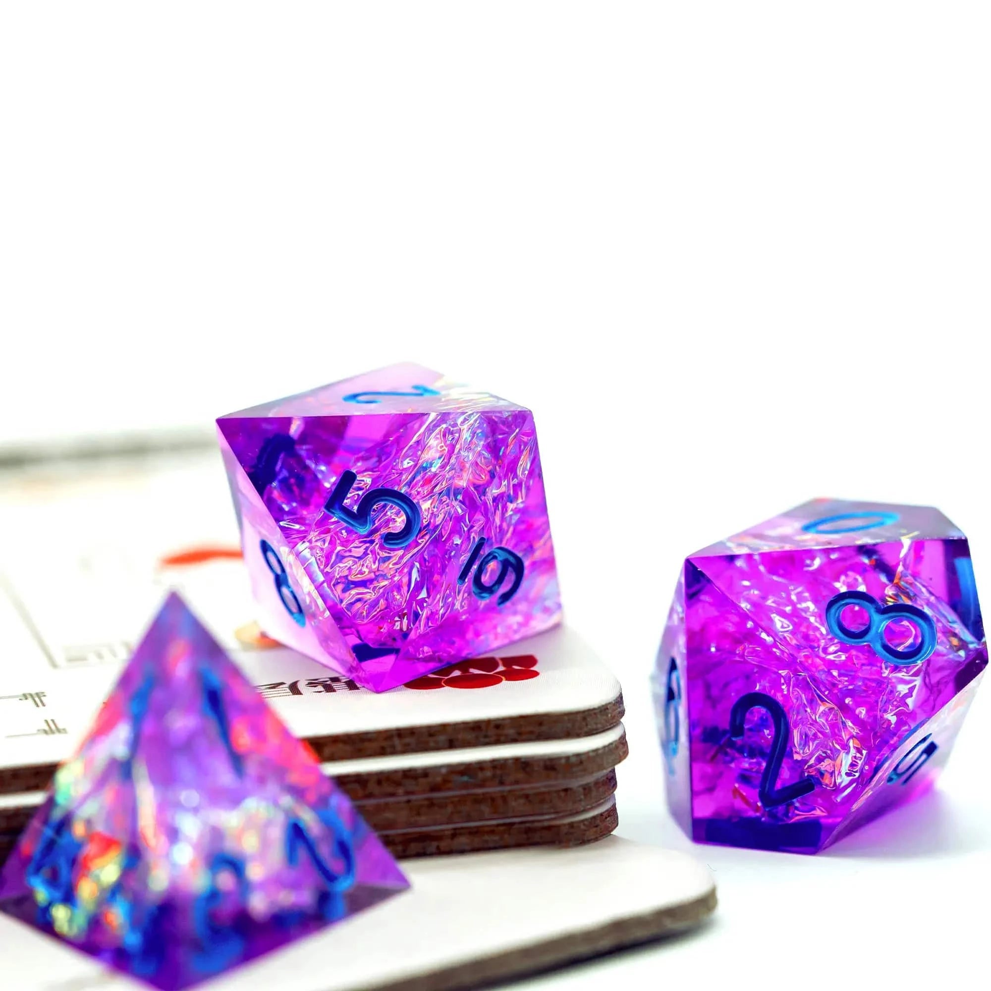 Cusdie Flash Sharp Edges Dice DND Sparkle Wrapper D&D Dice Multiple Colors 7 Polyhedral Dice Set for Role Playing Table Games - The Adventurer's Chest