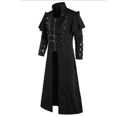 Gothic Steampunk Long Jacket for Men - Medieval Fantasy Coat for Cosplay, Halloween, and Carnival Parties