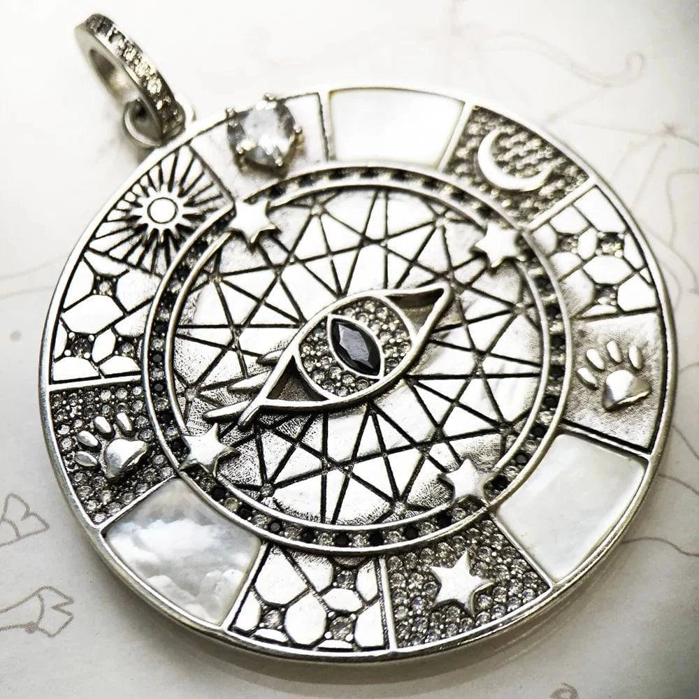 Enchanted Amulet of Mystical Symbols - Trendy 925 Sterling Silver Pendant for Heroes and Adventurers - The Adventurer's Chest