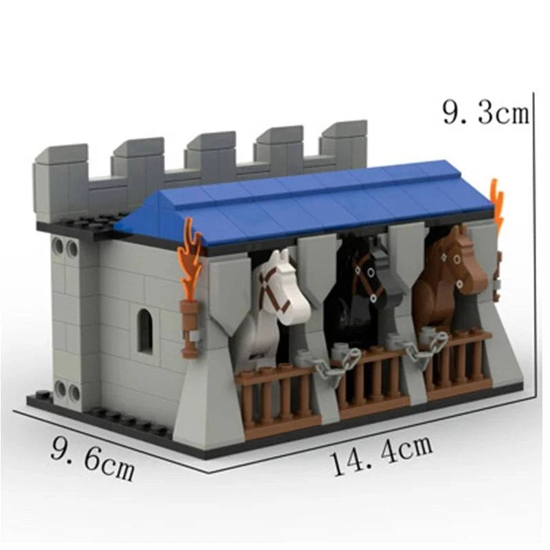 MOC Medieval Castle Knights and Warriors Building Blocks Set for Kids - Roman City Wall, Gate, and Stables Model