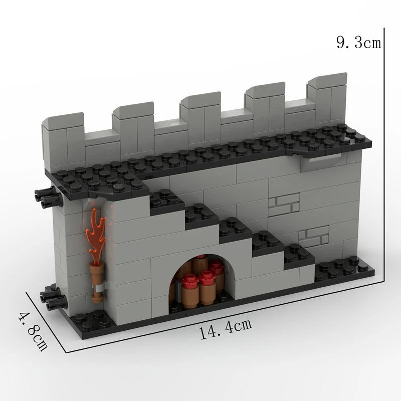 MOC Medieval Castle Knights and Warriors Building Blocks Set for Kids - Roman City Wall, Gate, and Stables Model