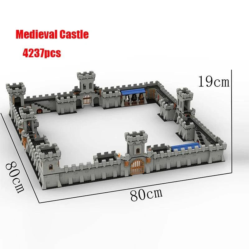 MOC Medieval Castle Knights and Warriors Building Blocks Set for Kids - Roman City Wall, Gate, and Stables Model