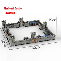 MOC Medieval Castle Knights and Warriors Building Blocks Set for Kids - Roman City Wall, Gate, and Stables Model