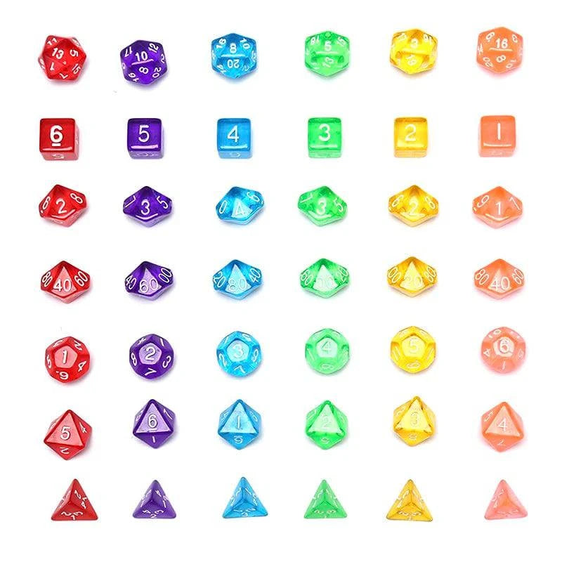 1set Double-colors Polyhedral Dice Complete Set of D20 D12 D10 D% D8 D6 D4 for TRPG/DND Dice Games - The Adventurer's Chest