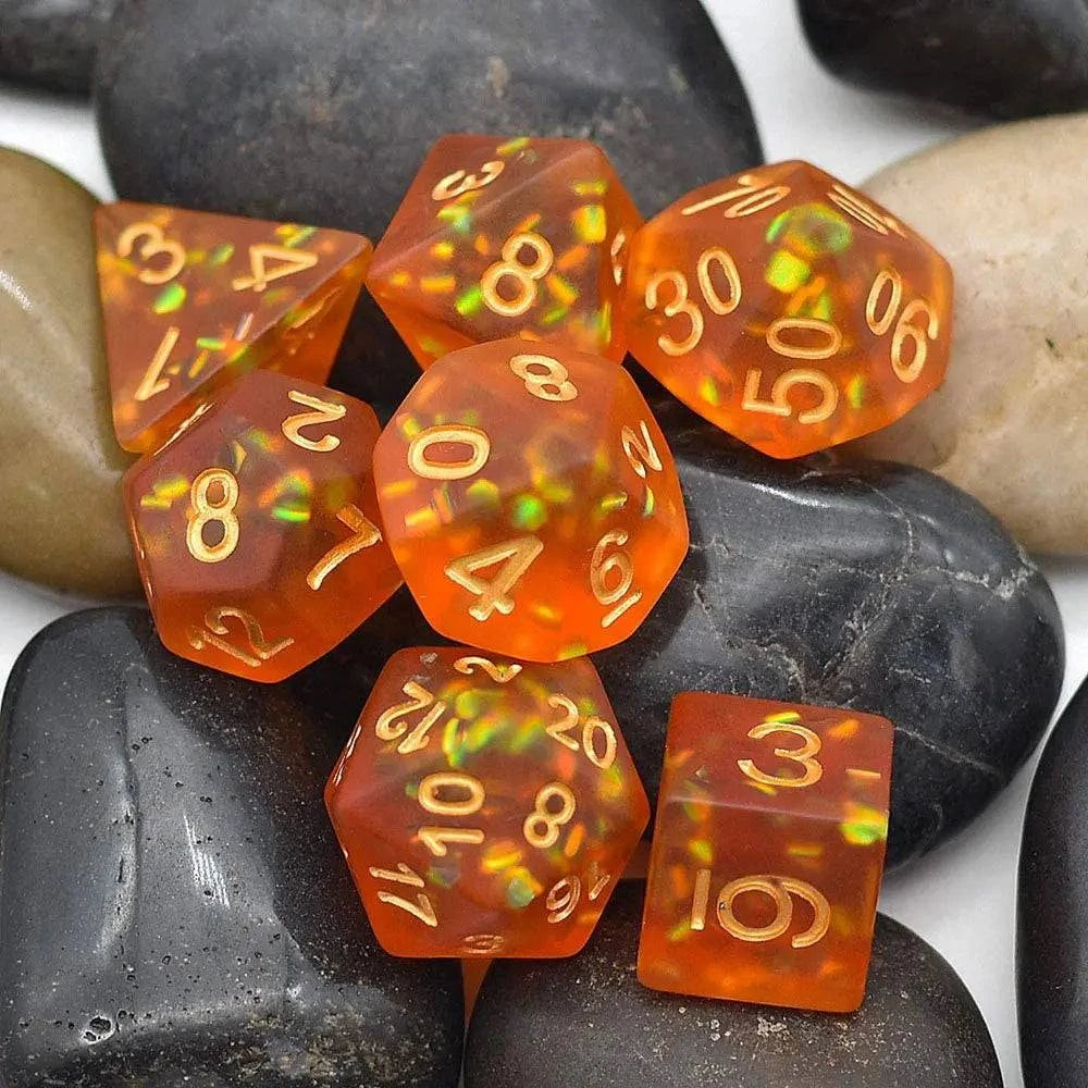 Cusdie Frosted Resin Dice Set 7Pcs Polyhedral Games Dice D4 D6 D8 D10 D% D12 D20 D&D Dice Set for Role Playing Game RPG - The Adventurer's Chest