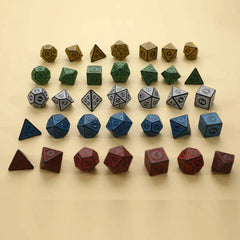 7Pcs/Set Polyhedral Antique Carved Pattern Dice D4 D6 D8 D10 D% D12 D20 DND RPG Digital Table Game - The Adventurer's Chest