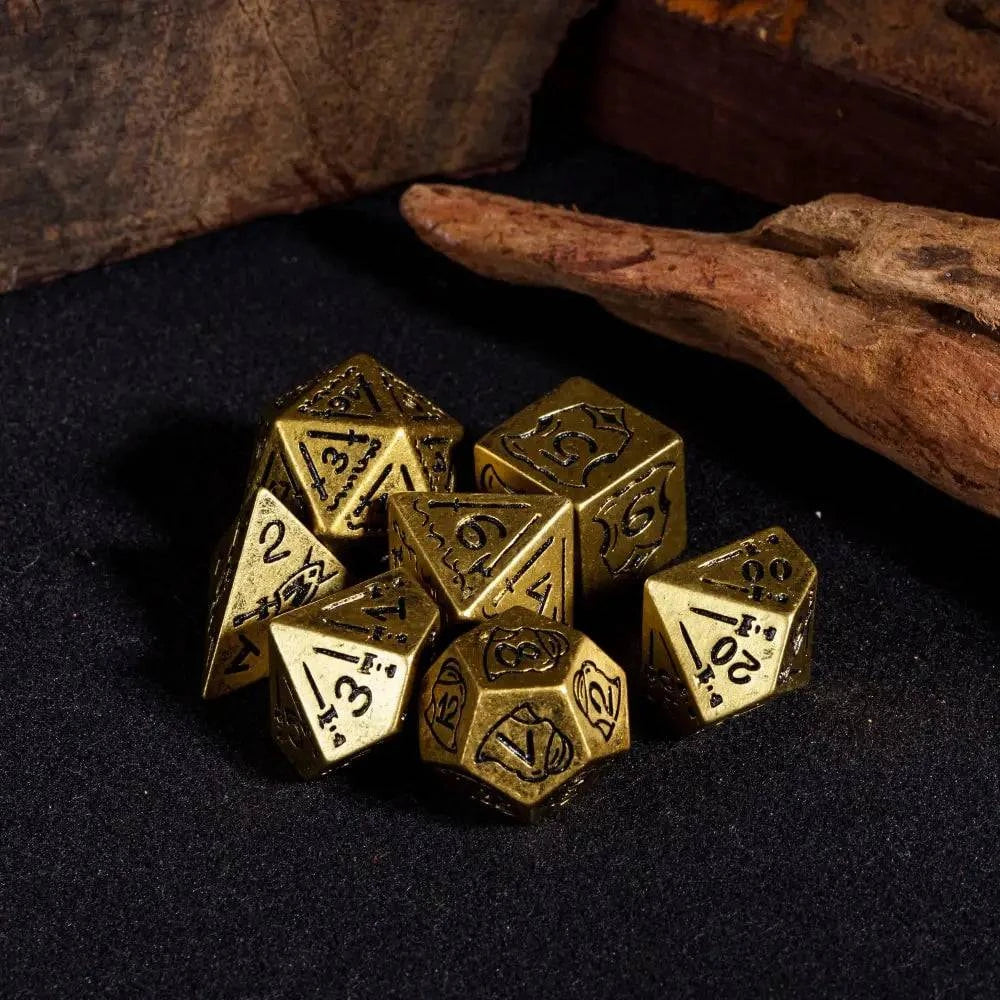 Cusdie Retro Style DND Dices with Shield Sword Resin D&D Dice D4-D20 Polyhedral Game Dice Set for Role Playing Board Games - The Adventurer's Chest