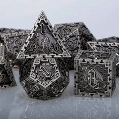 DND Metal Dice Set Dungeon and Dragon Polyhedral Dice Set Role Playing D&D RPG D and D Dice Set D20 D12 D10 D8 D6 D4 D% - The Adventurer's Chest