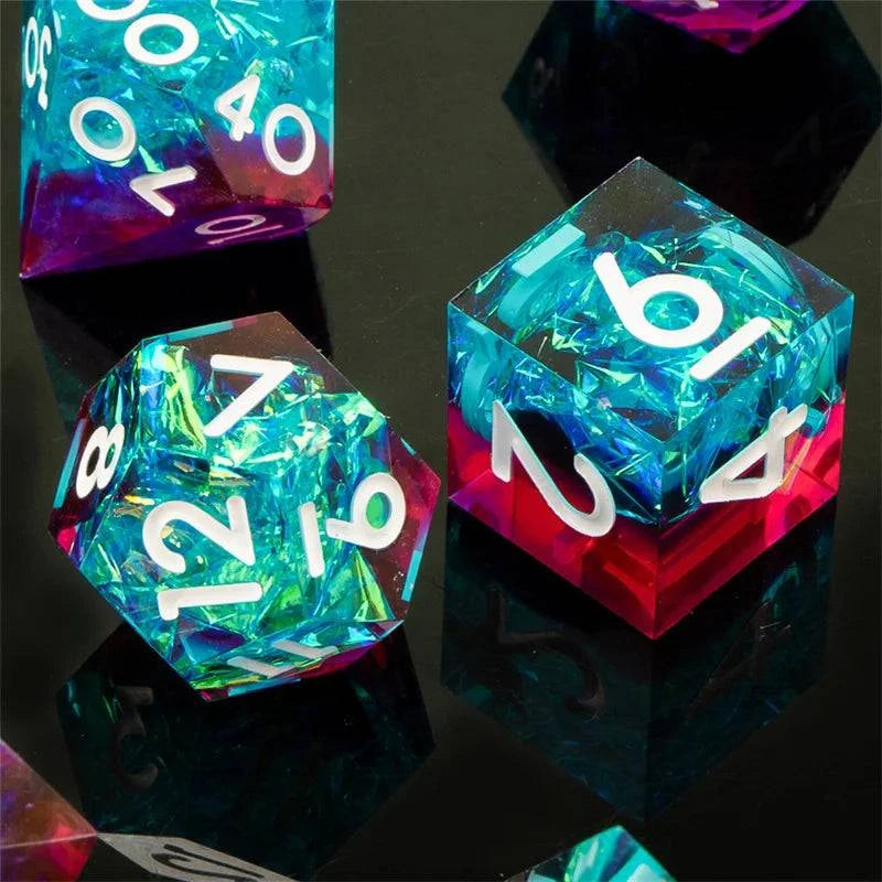 DnD Handmade Sharp Edge Resin Dice Set for TRPG, Polyhedral D&D Dice Set for dungeons and dragon, Resin D+D Dice for Board Games - The Adventurer's Chest