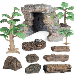 Brown Plastic Miniature Stump Figurine for Fairy Garden and Table Decoration