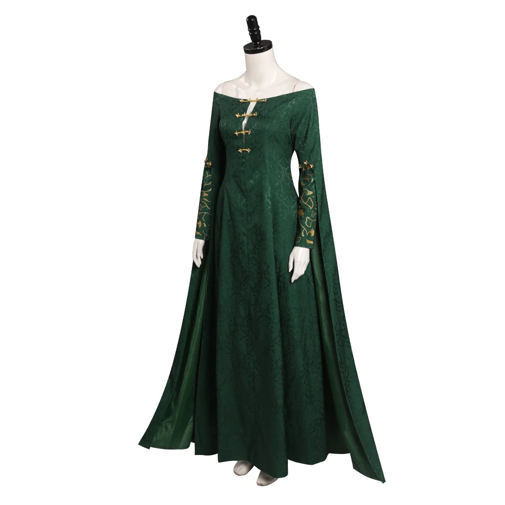 Rhaenyra Targaryen Fantasy Cosplay Costume for Women - Black PU Dress and Cloak for Roleplay and Parties