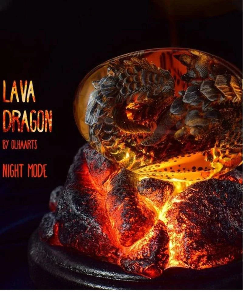 Luminous Dragon Egg: Enchanted Lava Dinosaur Resin Sculpture for Adventurers and Collectors - The Adventurer's Chest