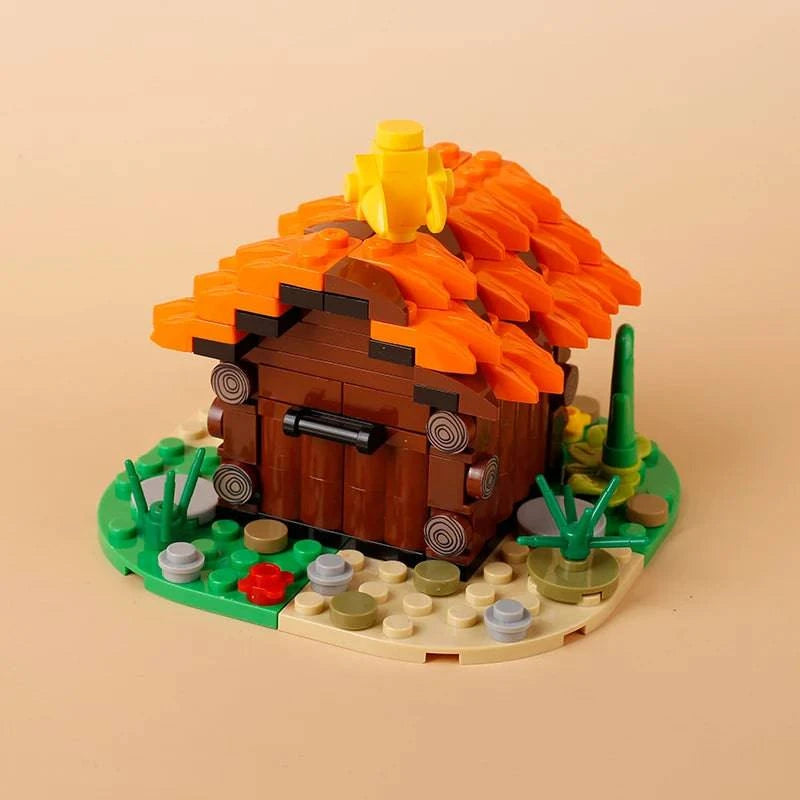 MOC Building Blocks Medieval Town with Bee Farm, Fountain, Bonfire, and Water Wall - Creative Brick Toy Set