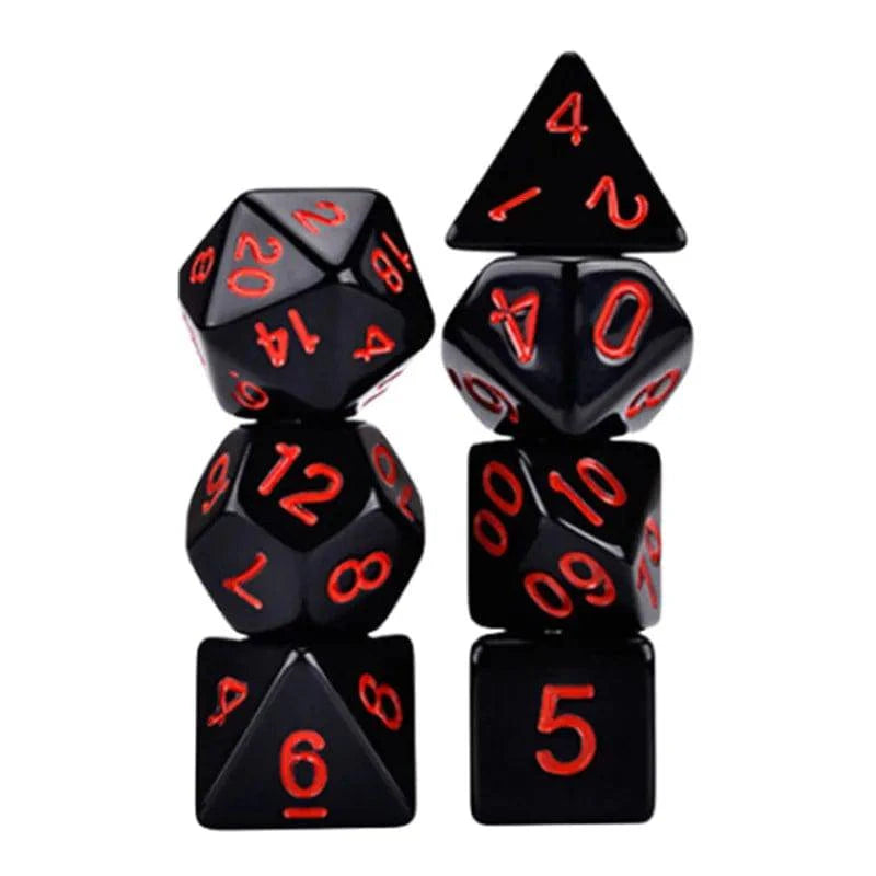 7 Pcs Lot Black Red Dices Set Double Colors Polyhedral Numbers Dice Kit of D4 D6 D8 D10 D% D12 D20 for DND TRPG RPG Board Games - The Adventurer's Chest