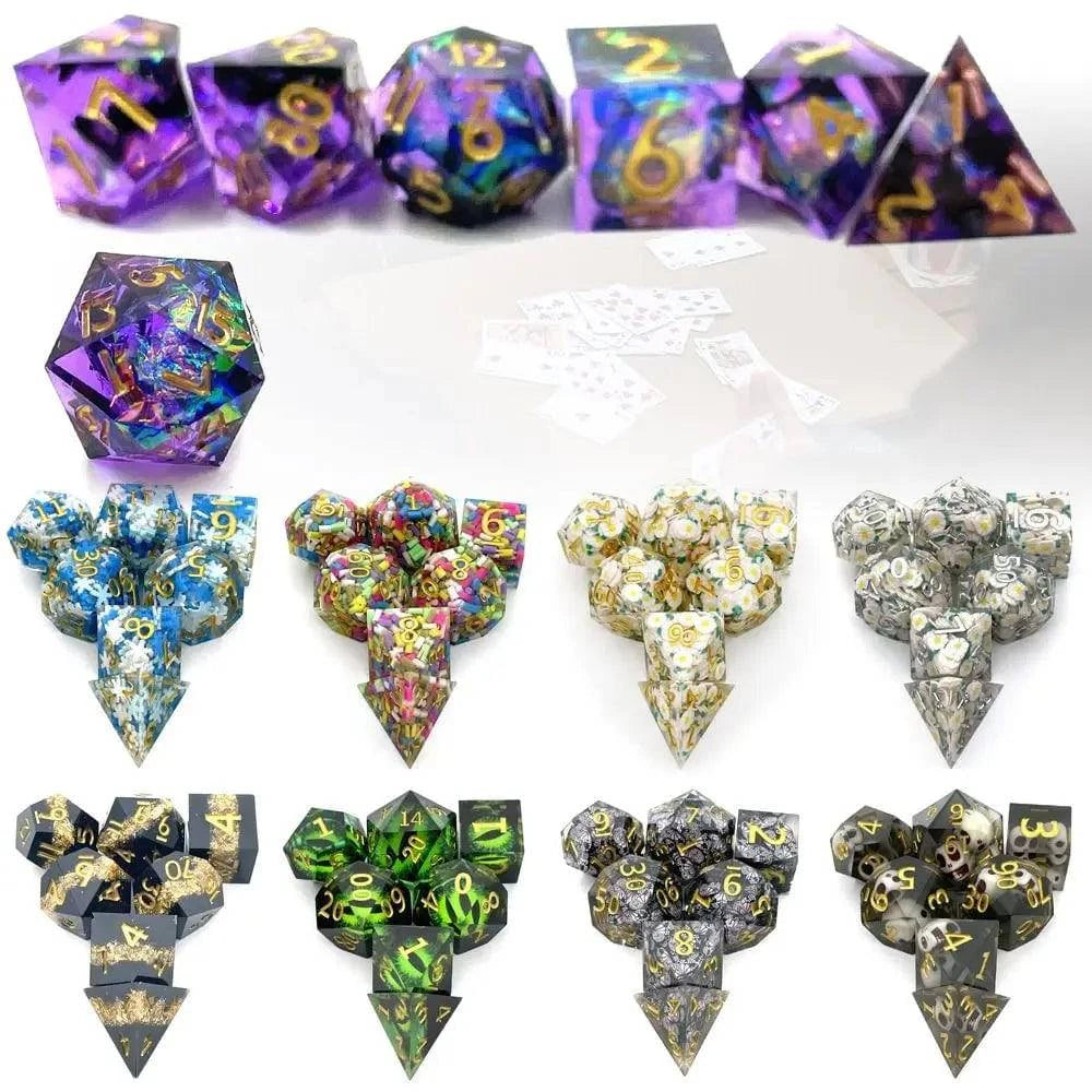 7Pcs Polyhedral Resin Dice Set Dices Table Games Accessory D6 D8 D10 D12 D20 For D&d DND - The Adventurer's Chest