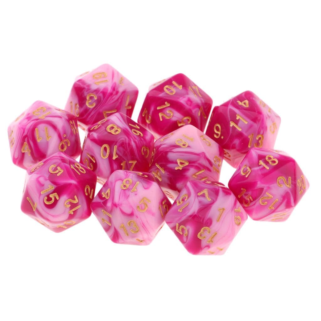 10pcs/Set D20 Colored Acrylic Polyhedral Dice 20-sided Dice Game Set Two-COLORS Swirl DND Dice Set for D&D TRPG Board Game Dice - The Adventurer's Chest