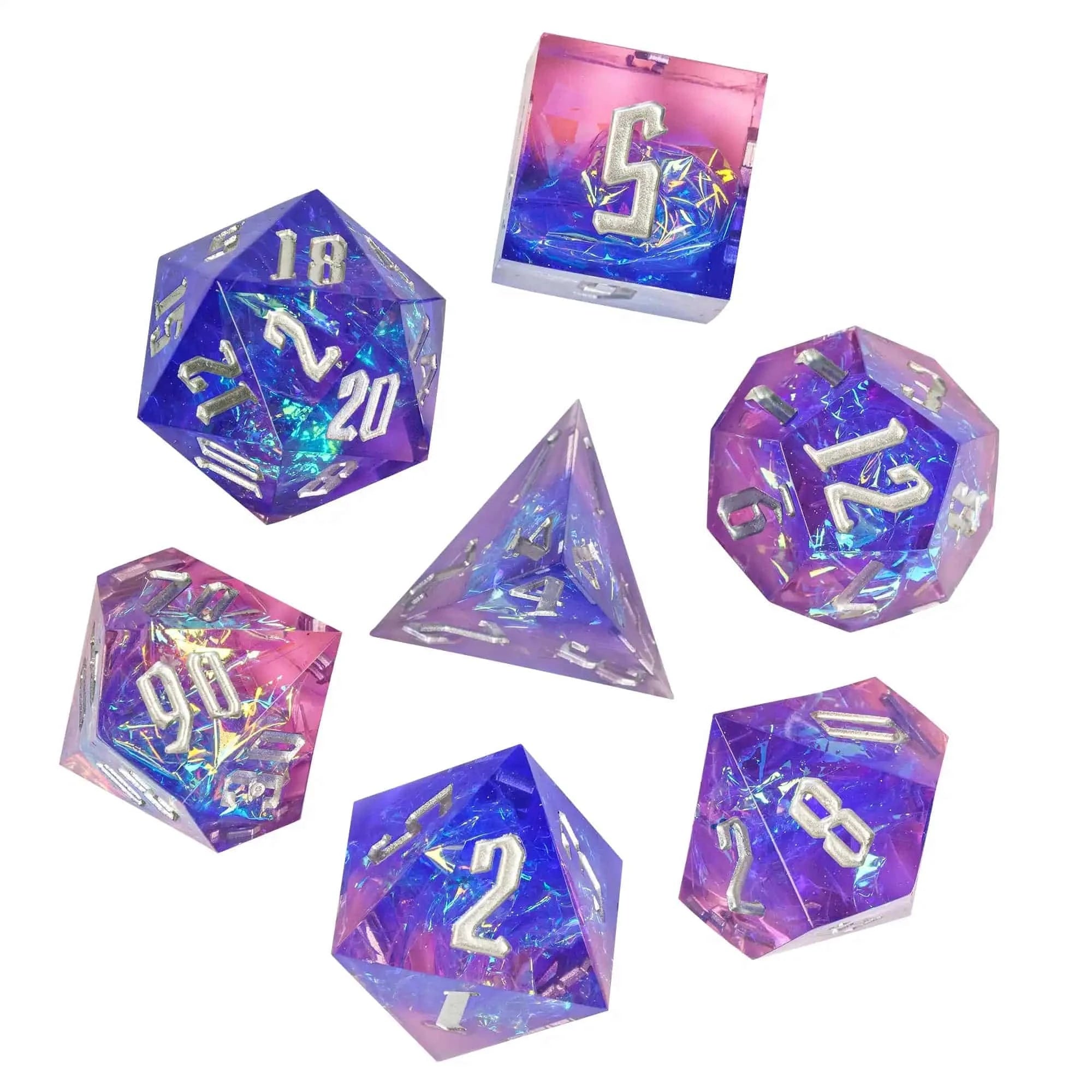 Cusdie Flash Sharp Edges Dice DND Sparkle Wrapper D&D Dice Multiple Colors 7 Polyhedral Dice Set for Role Playing Table Games - The Adventurer's Chest