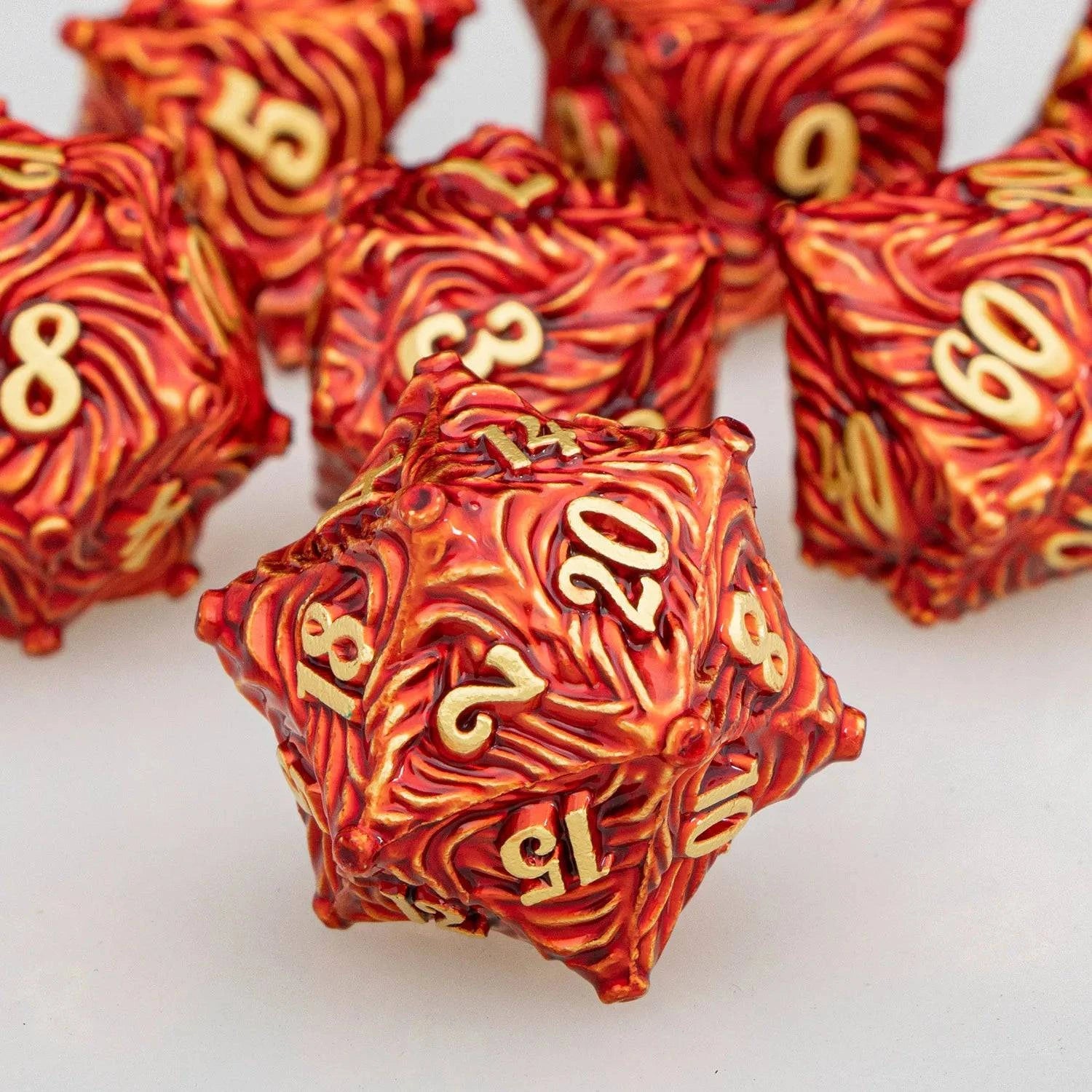 ARUOHHA  DND Metal Red Dice D+D D6 RPG Polyhedral Dice for Dungeon and Dragon Tabletop Role Playing Game D and D D20 Dice Set - The Adventurer's Chest