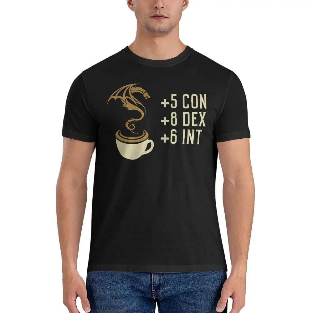 D&D Coffee Enthusiast Tee - Casual 100% Cotton T-Shirt for Men - The Adventurer's Chest