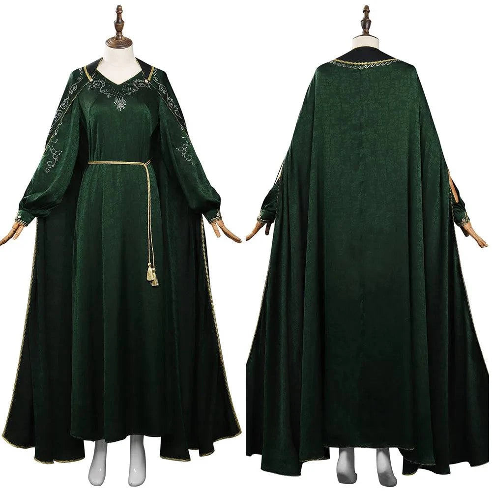 Rhaenyra Targaryen Fantasy Cosplay Costume for Women - Black PU Dress and Cloak for Roleplay and Parties