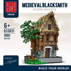 Medieval Blacksmith Workshop Building Blocks Set with Illuminating Features - 1991PCS MOC Model for Adults and Kids