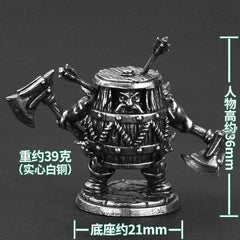 Armored Metal Dwarf Soldier Figurine - Miniature Warrior with Sword and Bow for DIY Decoration