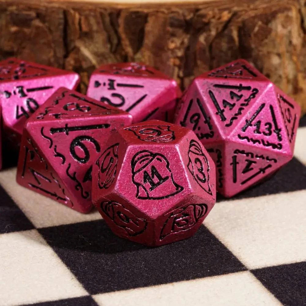 Cusdie Retro Style DND Dices with Shield Sword Resin D&D Dice D4-D20 Polyhedral Game Dice Set for Role Playing Board Games - The Adventurer's Chest