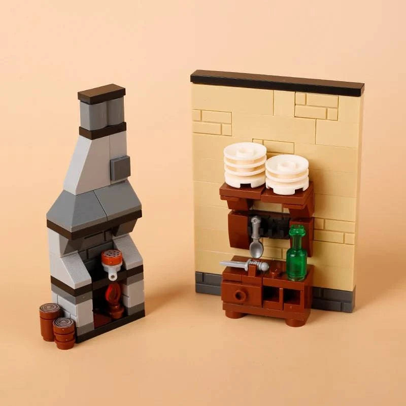 Medieval Castle Building Blocks Set with Kitchen, Bedroom, Dining Room, and Soldier Figures - Creative Assembly Toy