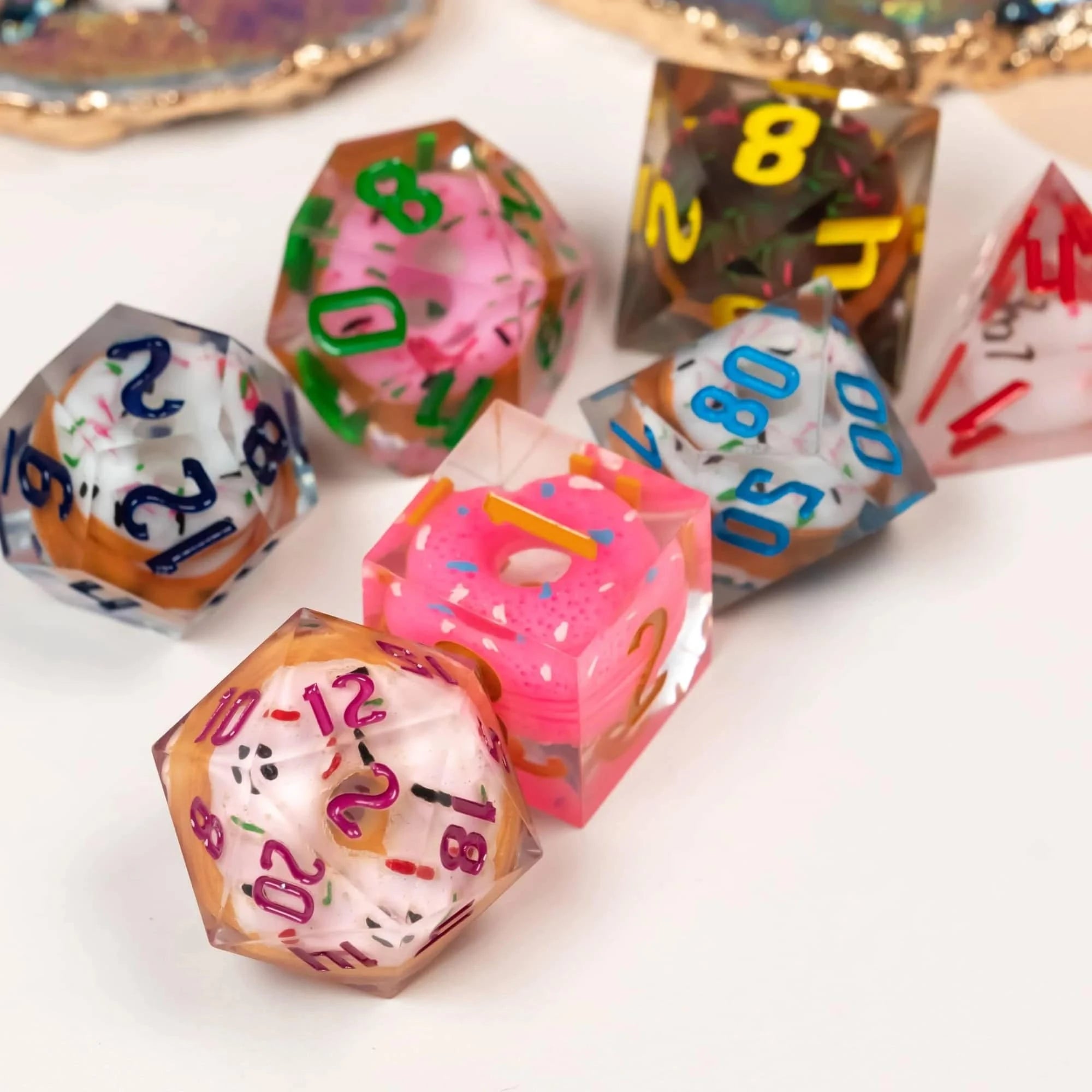 Cusdie DND Sharp Edges Dice with Filler Multiple styles 7Pcs D&D Handcrafted Polyhedral Dice Set for Role Playing Board Games - The Adventurer's Chest